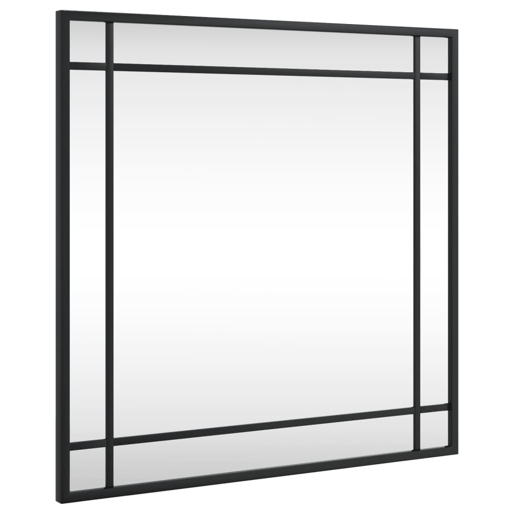 vidaXL Iron Black Square Mirror - 19.7&quot;x19.7&quot; Sleek Wall-Mounted Mirror for Living Room, Bedroom, Bathroom, Hallway - Clear Reflective Glass with Powder-Coated Iron Frame