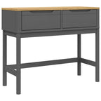 vidaXL Console Table Floro Gray - 35.2"x14.4"x28.7" - Solid Pine Wood, Engineered Wood, 2 Drawers - Rectangular Modern Sofa Table for Living Room, Office, Hall