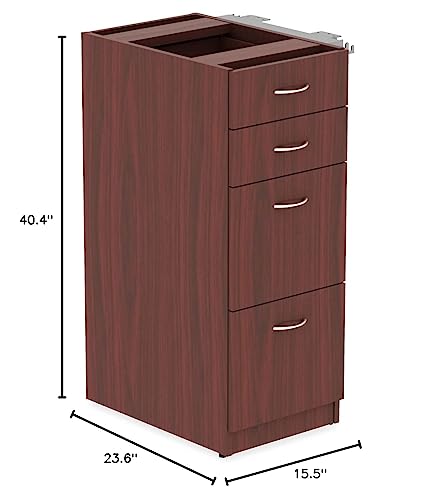 Lorell Llr16210 Relevance Series Mahogany Laminate Office Furniture Storage Cabinet - 4-Drawer