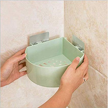 MOSHTU Bathroom Kitchen Storage Organize Shelf Rack Triangle Shower Corner Caddy Basket with Wall Mounted Suction Cup