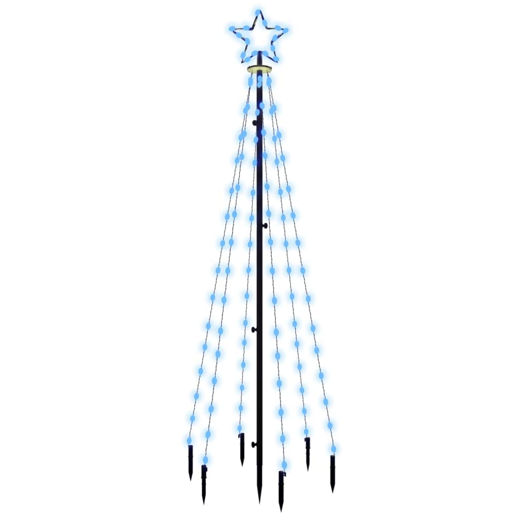 vidaXL Christmas Tree with Spike, Blue LED Lights, 6 ft Tall, Compact for Easy Storage, 8 Different Lighting Effects, Ideal for Festive Decor