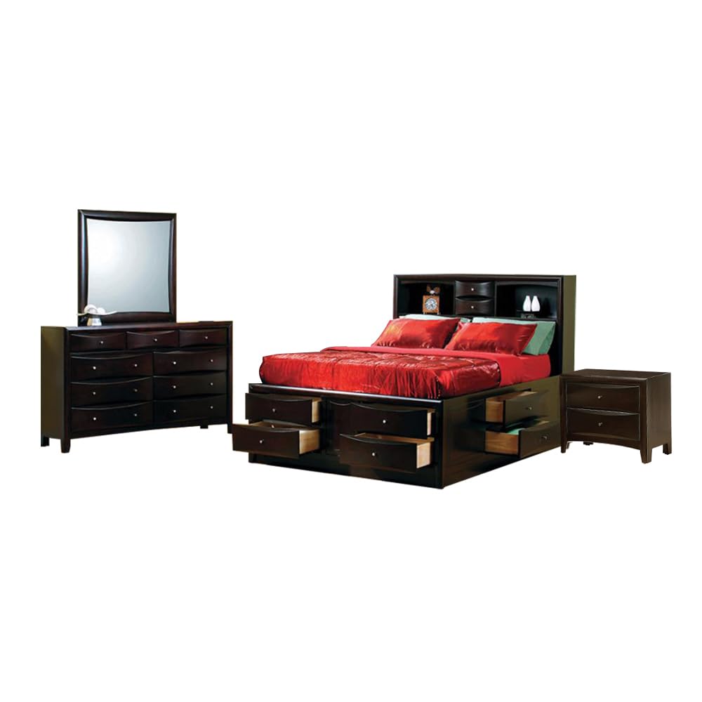 Coaster Phoenix Eastern King Bed 4-Piece Set, Cappuccino