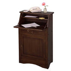 Ergode Versatile Secretary Desk with Fold-Down Table, Storage Cabinet, and Shelves in Walnut Finish - 38.5'H x 25.1'W x 11.9'D