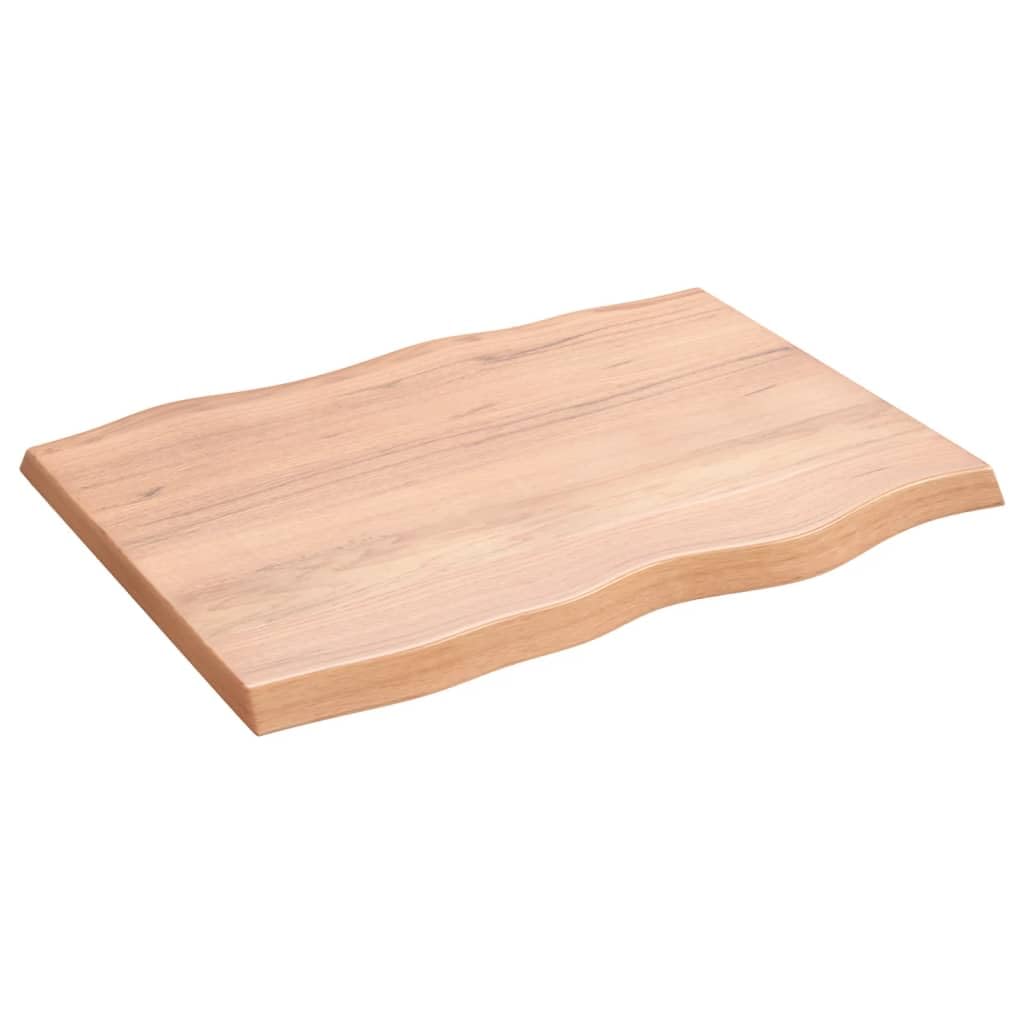 vidaXL Table Top, Solid Oak Wood with Live Edge, Light Brown, Varnished Finish, 31.5"x23.6"x(0.8"-1.6"), Ideal for Home and Commercial Settings