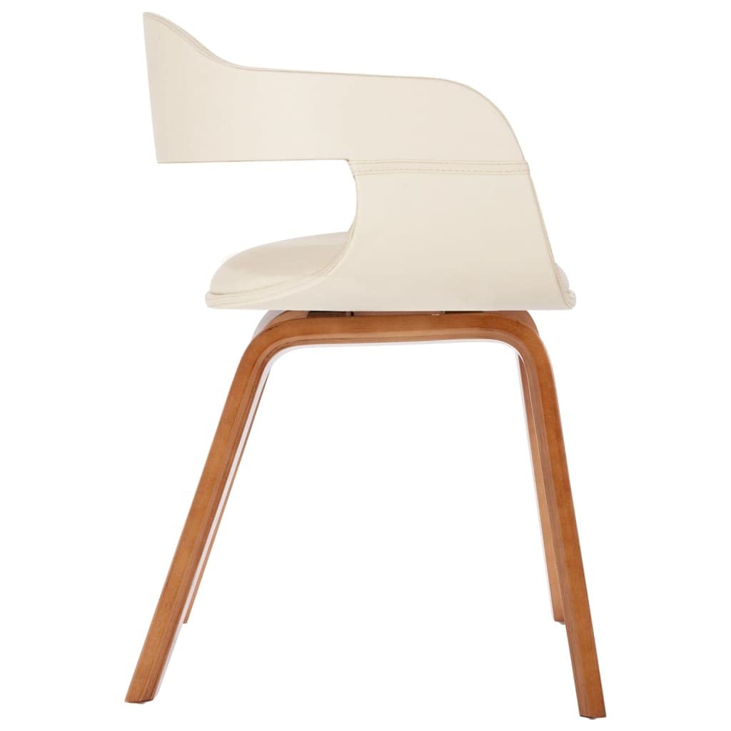vidaXL Dining Chair in White Bentwood and Faux Leather - Stylish and Comfortable Side Chair for Dining Room and Kitchen