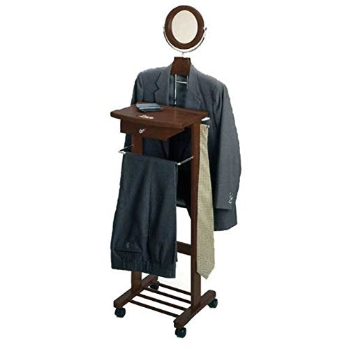 Ergode Wood Vanity Valet Stand - Stylish & Functional Bedroom Organizer with Mirror