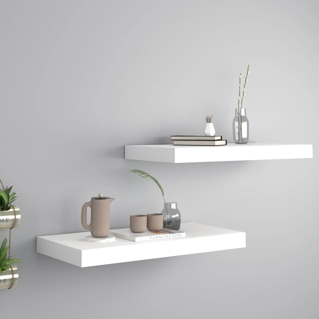 vidaXL Floating Wall Shelves 2 pcs White 19.7"x9.1"x1.5" MDF