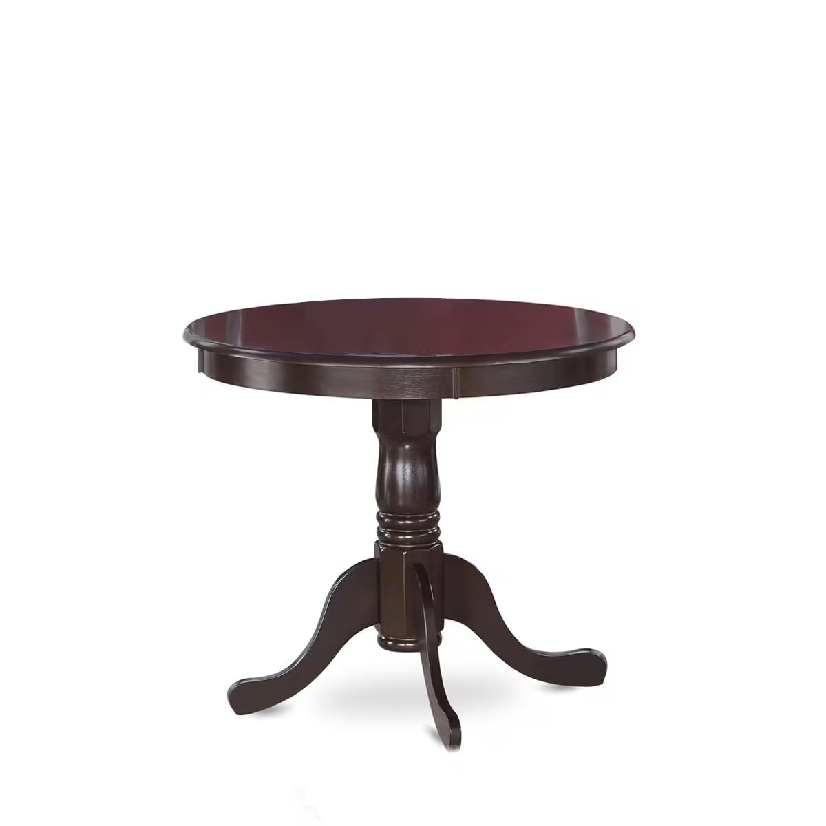 East West Furniture ANLY5-CAP-W 5 Piece Dining Room Furniture Set Includes a Round Dining Table with Pedestal and 4 Wood Seat Chairs, 36x36 Inch, Cappuccino