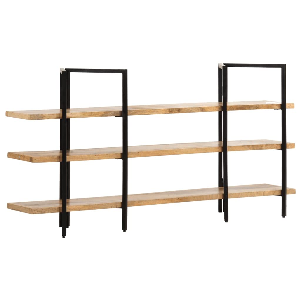 vidaXL Industrial-Style 3-Tier Bookshelf - Solid Mango Wood, Powder-Coated Iron Frame - 63&quot;x12.2&quot;x31.5&quot; - Sturdy and Durable Construction