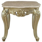 Acme Gorsedd Square Marble Top End Table in Golden Ivory