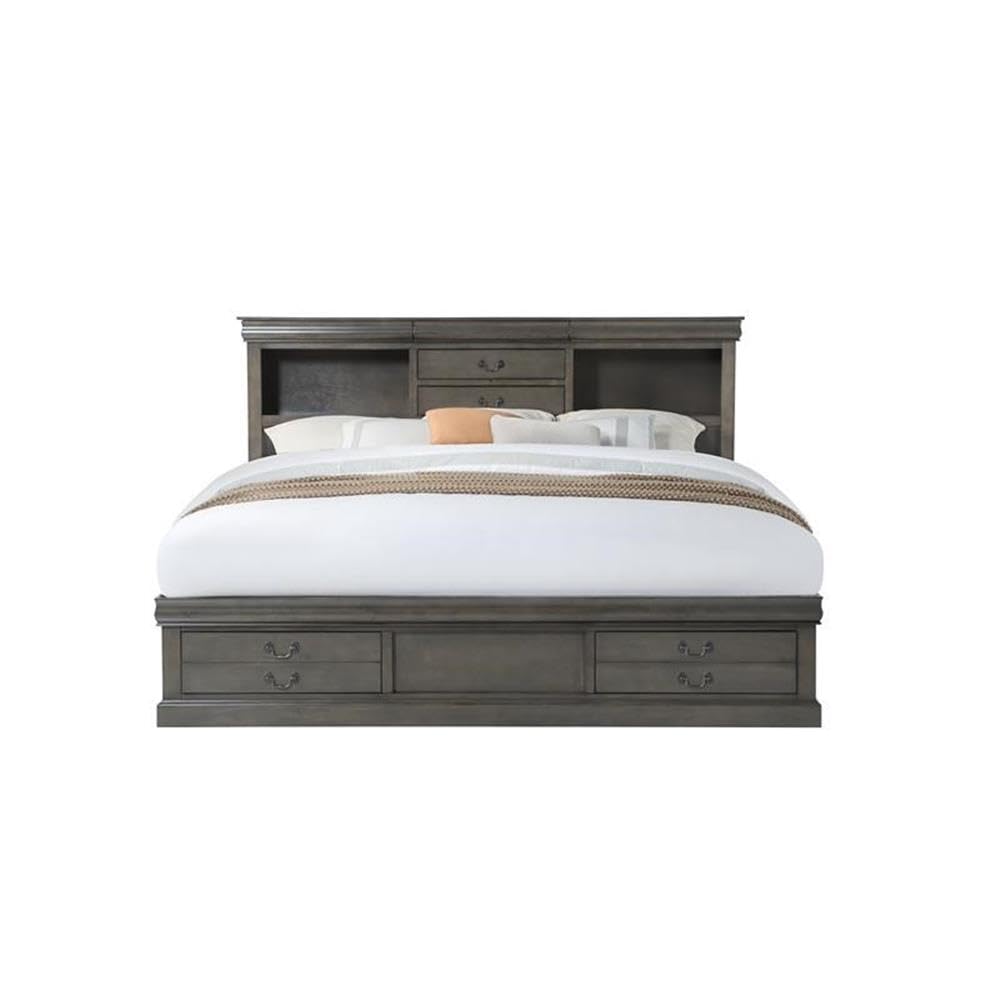 Acme Louis Philippe III - Queen Bed w/Storage in Dark Gray