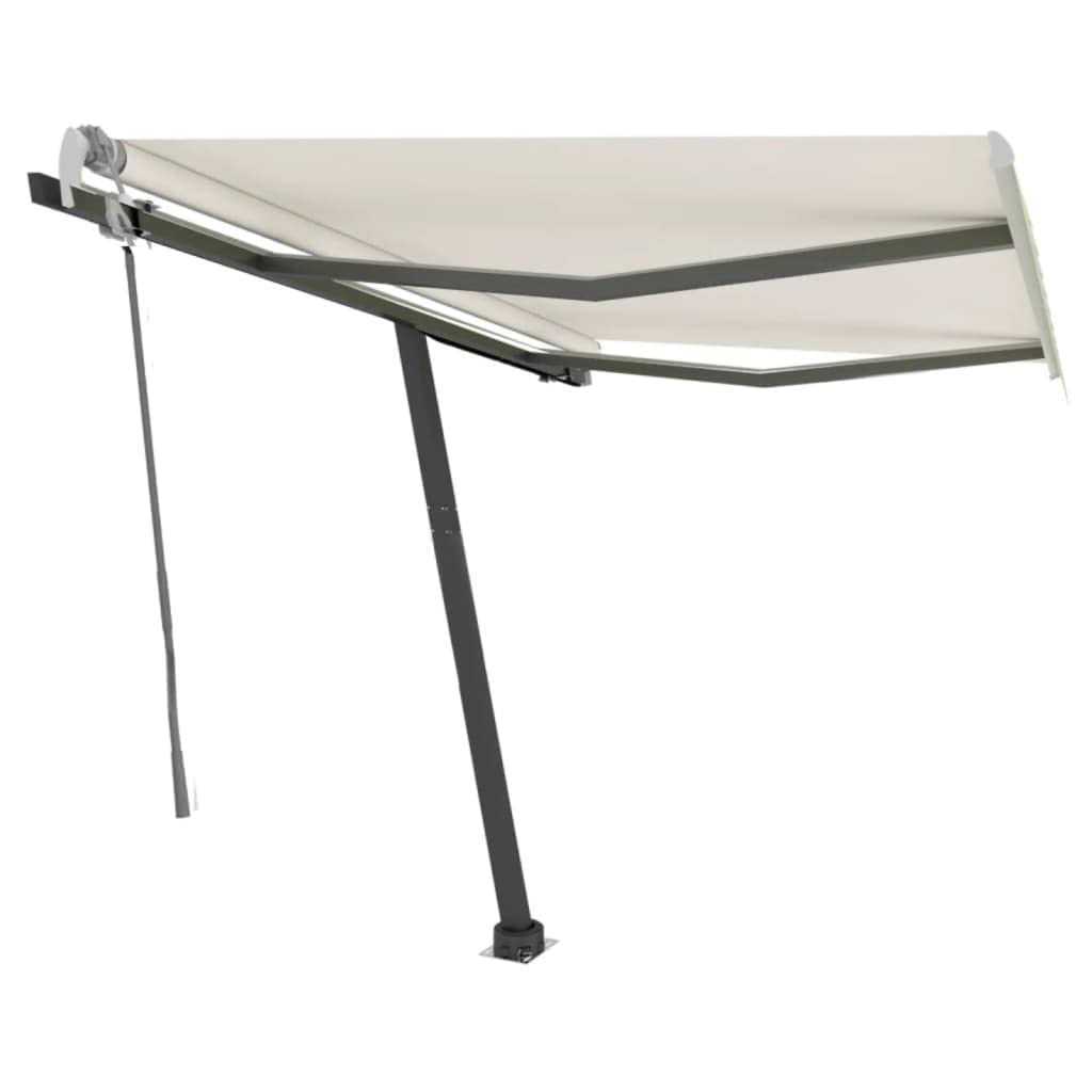 vidaXL Manual Retractable Awning with LED - Weather-Resistant Outdoor Patio Awning with Adjustable Height and 360-degree Rotation - Rust-Resistant Aluminum Frame - High-Density Polyester Fabric - ...