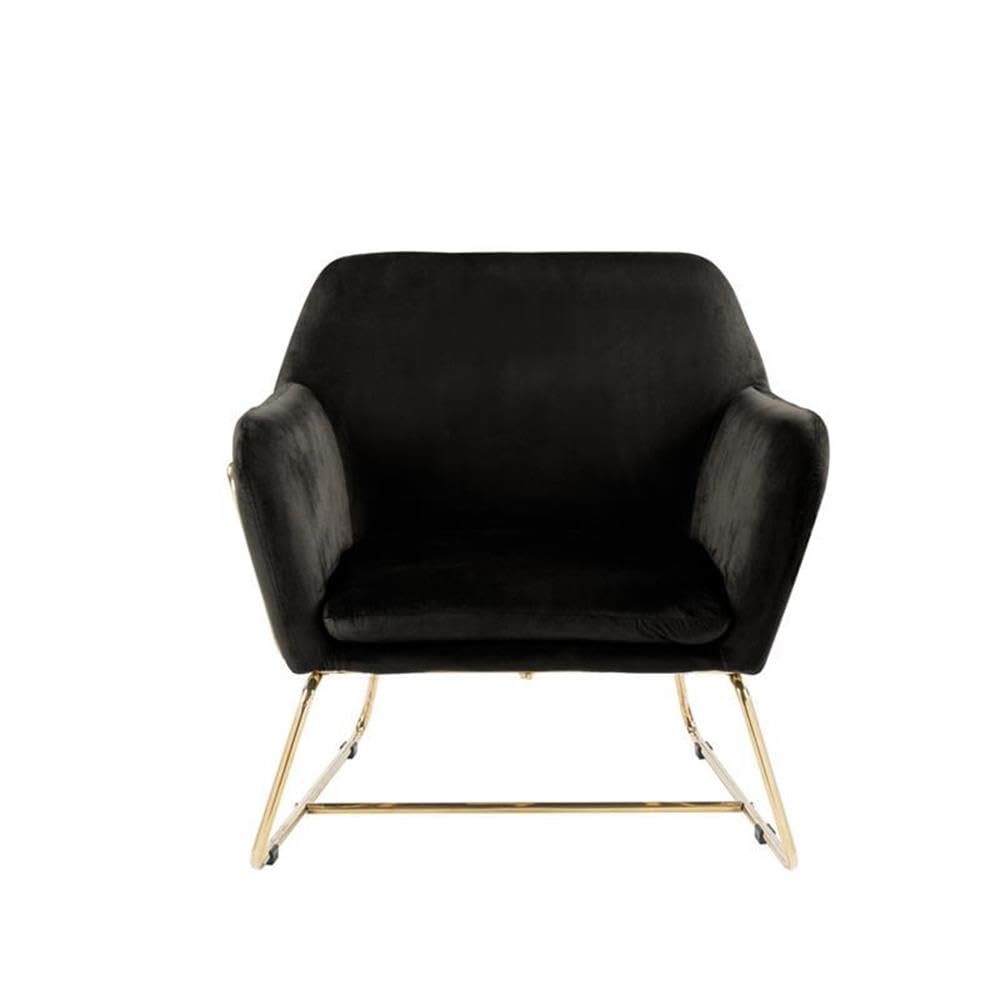 Lilola Home Keira Black Velvet Accent Chair with Metal Base - Thumbnail 3