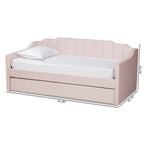Baxton Studio Lennon Modern and Contemporary Pink Velvet Fabric Upholstered Twin Size Daybed with Trundle