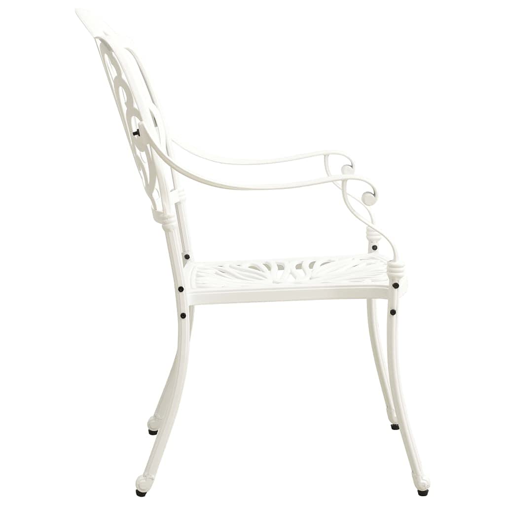 vidaXL Set of 2 Cast Aluminum White Patio Chairs - Weather Resistant, Durable & Elegant Outdoor Dining Seating Furniture