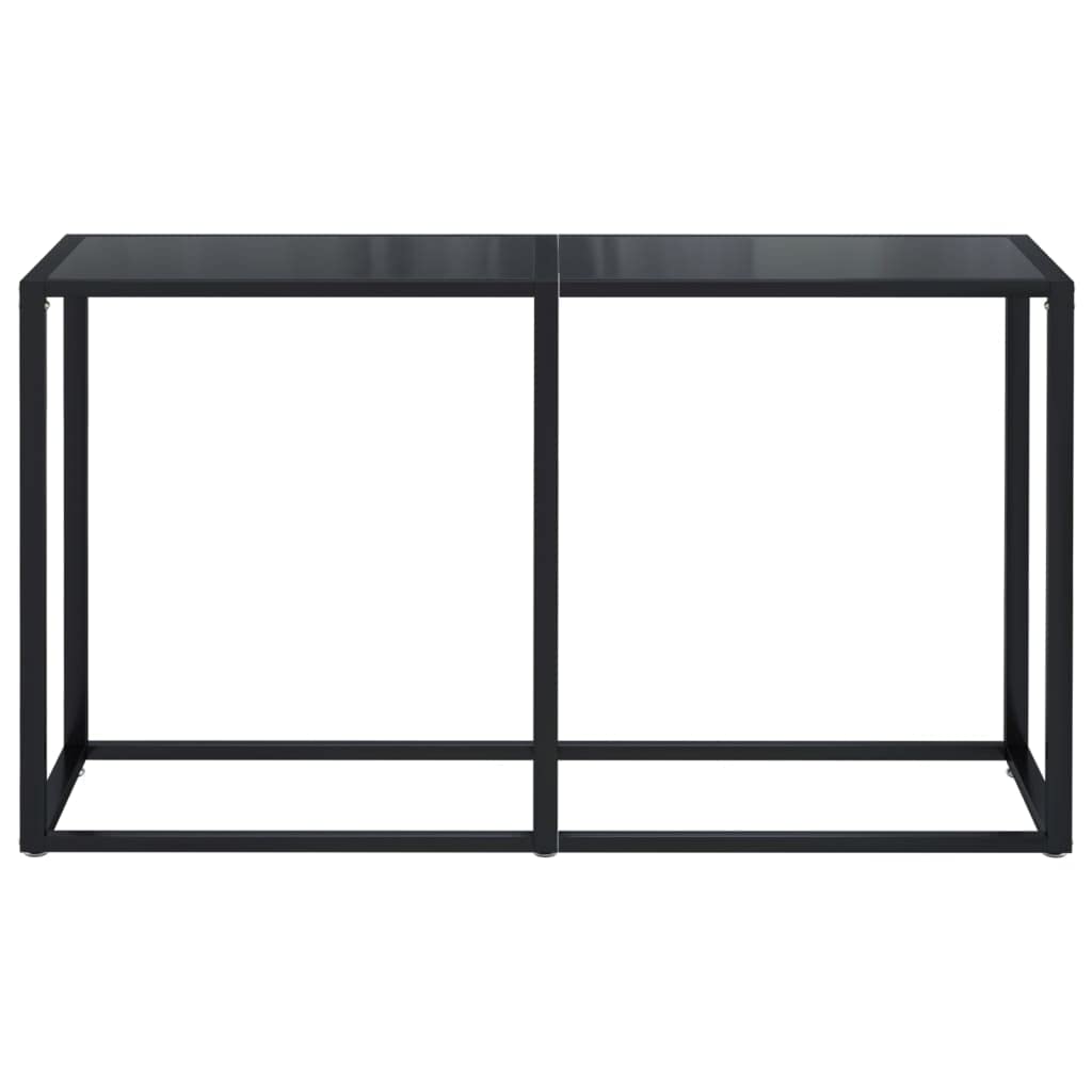 vidaXL Console Table in Black-Tempered Glass and Powder-Coated Steel-Modern Simplistic Design for Home or Office
