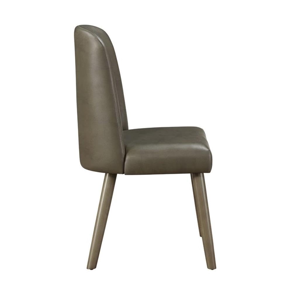 Acme Waylon Faux Leather Upholstered Dining Side Chair in Gray Set of 2