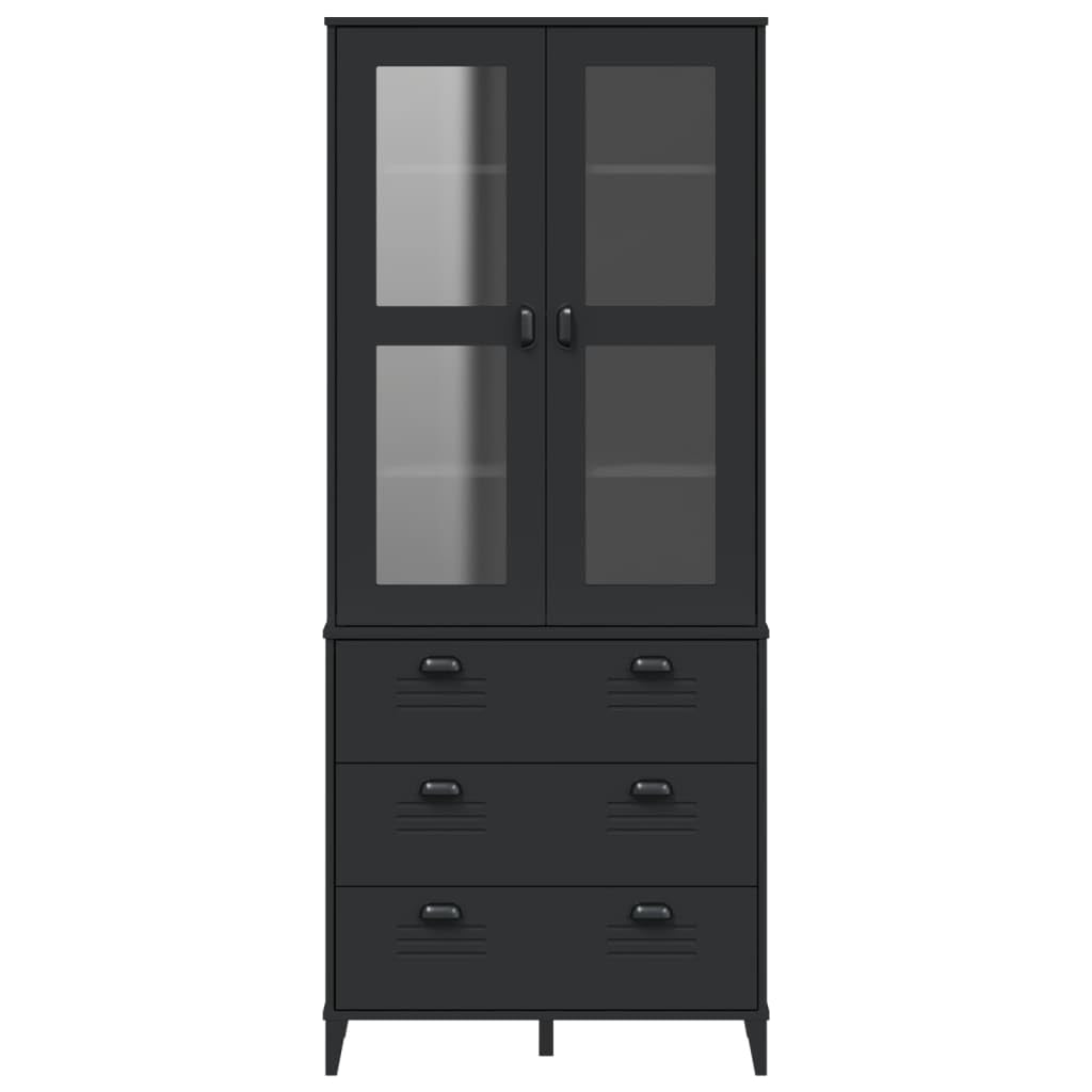 vidaXL VIKEN High Sideboard Solid Pine Black 80x40x190 cm, Medium, 3207151