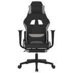 vidaXL Fabric Gaming Chair with Footrest and Adjustable Backrest, Swivel Design, Durable Material, and Sturdy Frame - Black and Light Grey