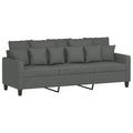 vidaXL 3-Seater Sofa with Durable Fabric Upholstery and Sturdy Metal Frame - Comfortable Contemporary Indoor Seating Experience - Dark Grey