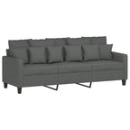 vidaXL 3-Seater Sofa with Durable Fabric Upholstery and Sturdy Metal Frame - Comfortable Contemporary Indoor Seating Experience - Dark Grey