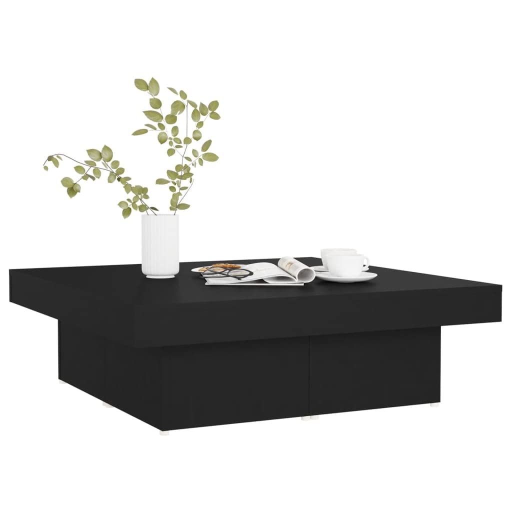 vidaXL Coffee Table Black 35.4"x35.4"x11" Engineered Wood