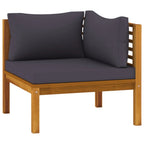 vidaXL Solid Acacia Wood Sectional Corner Sofa with Dark Gray Cushions - Outdoors/Indoors, Modular, Comfortable, Durable and Weather-Resistant, Easy Assembly Required.