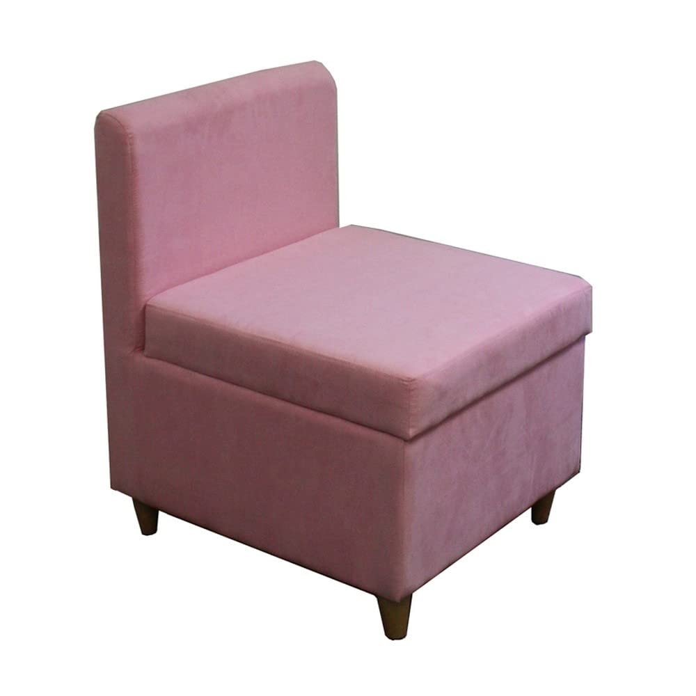 HomeRoots Wood, Polyurethane Foam: 97%, Polyester Fabric: 3% 29' Mod Pink Mauve Microfiber Armless Accent Chair with Storage