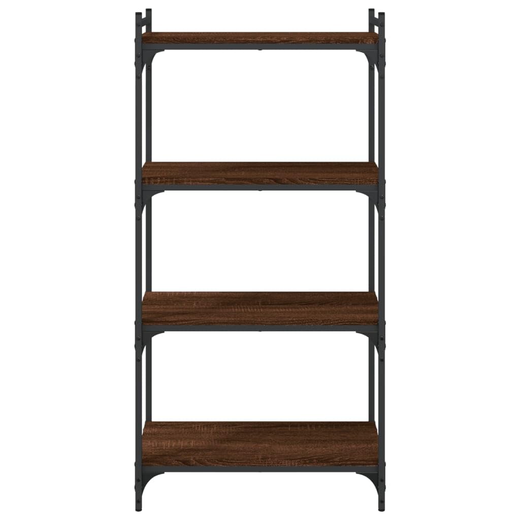 vidaXL 4-Tier Industrial Brown Oak Bookcase - Engineered Wood and Metal Frame, Spacious, Adjustable Feet for Stability