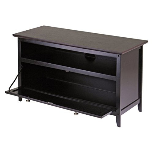 Ergode Wood Zuri TV Media Stand - Sleek Design, Fits up to 42' Flat-Panel TV, Ample Storage, Wire-Access Grommet, Espresso Finish.