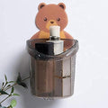 Vroxy Adorable Teddy Bear Toothbrush and Toothpaste Holder, Plastic Waterproof Self Adhesive Wall Organizer, Bathroom Storage Cu
