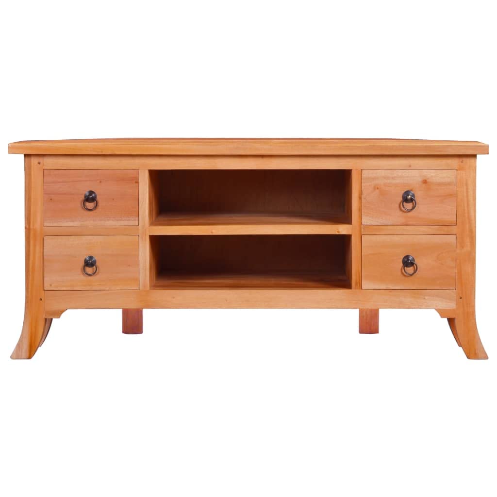 vidaXL Solid Mahogany Wood Simple Yet Stylish TV Cabinet. Brown Light Wood 39.4&quot;x15.7&quot;x17.7&quot; with 4 Drawers and 2 Shelves. No Assembly Needed. Practical Storage Solution for Farmhouse Style Living...