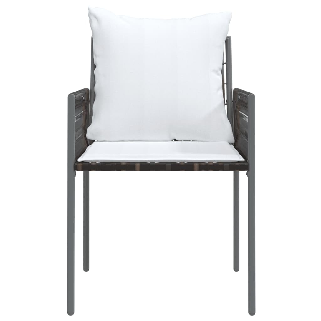 vidaXL Garden Chairs – Stylish Patio Chairs with Cushions in Brown – Modern Poly Rattan Furniture for Outdoors, Garden, Terrace – Weather Resistant and Easy to Clean – Sturdy Construction with Ste...
