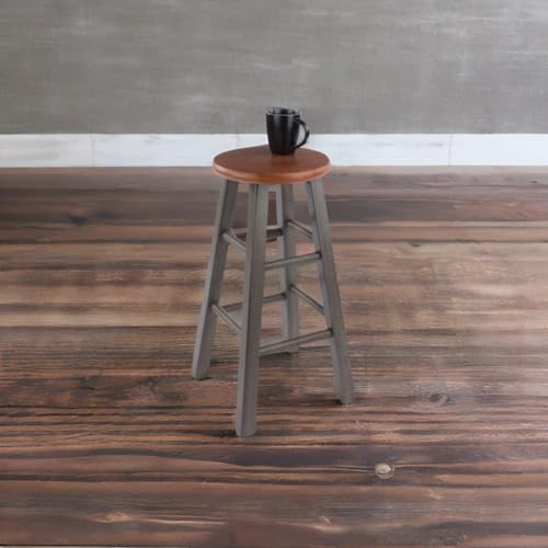 Ergode Rustic Teak & Gray Wood Ivy Counter Stool | Farmhouse Charm | No Assembly