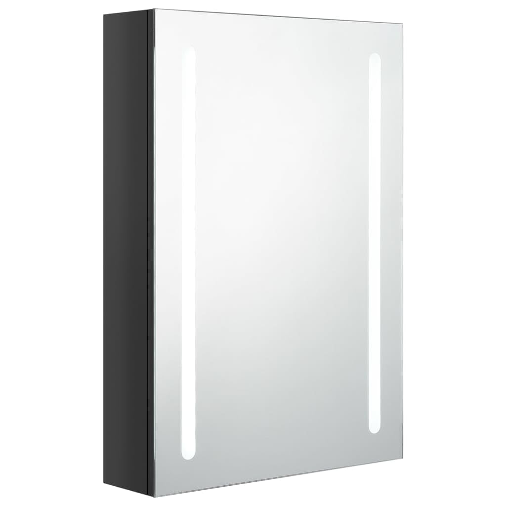 vidaXL LED Light Bathroom Mirror Cabinet, Wall Mounted, Melamine Finished MDF- Shining White, 19.7&quot;x5.1&quot;x27.6&quot;, Internal Storage Shelves