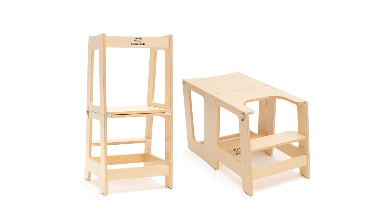 Learning Toddler Desk & Toddler Tower - Foldable 2 In 1 Kitchen Stool & Desk For Toddlers. Convenient Toddler Standing Tower, Co