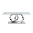 Acme Gianna Dining Table in Clear Glass and Stainless Steel