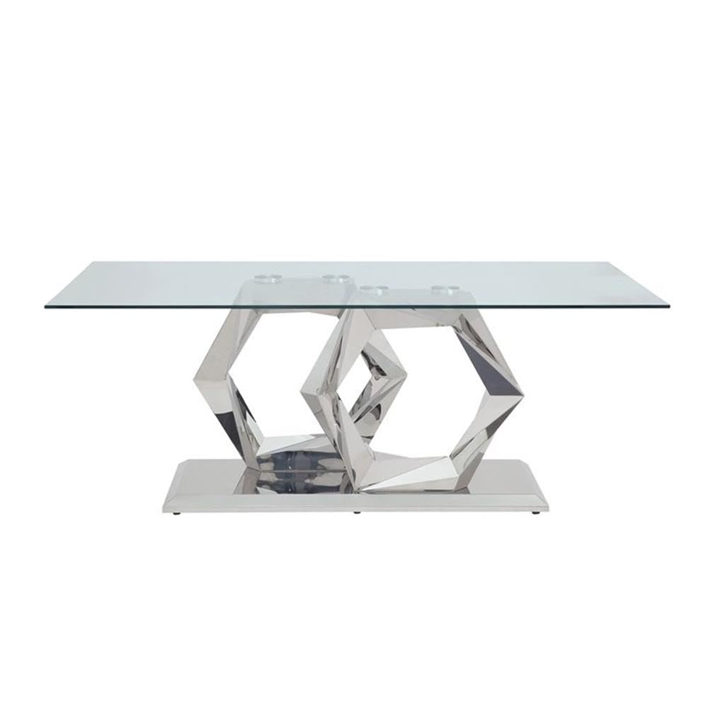 Acme Gianna Dining Table in Clear Glass and Stainless Steel