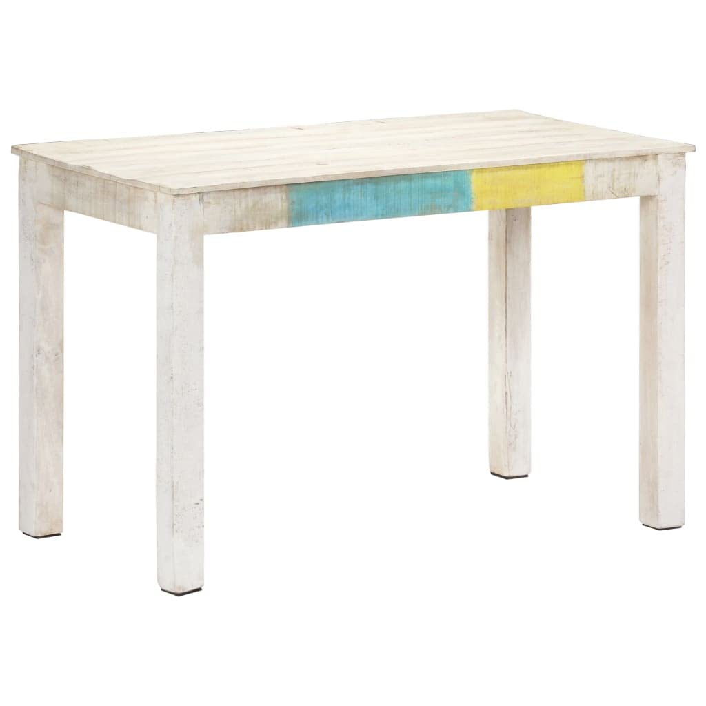 vidaXL Solid Mango Wood Dining Table Rectangular - Spacious, White Finish, Durable, Stylish, Ideal for Dinner Parties, Family Meals, 47.2&quot;x23.6&quot;x29.9&quot;