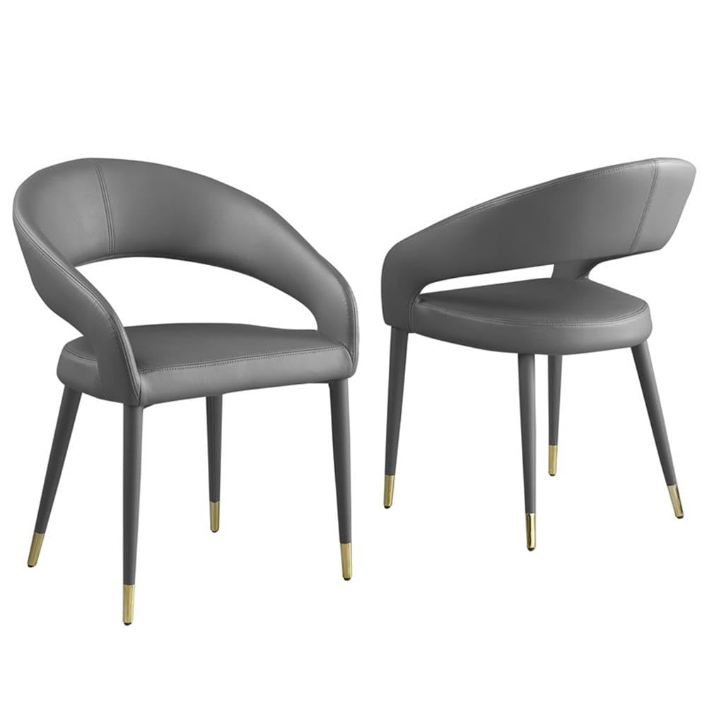 Best Master Furniture Jacques Faux Leather Dining Chairs In Gray (Set Of 2)