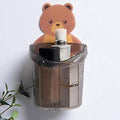dhruheer Self Adhesive Plastic Wall Mounted Multipurpose Teddy Bear Toothbrush Holder Cup | Easy Installation for Keeping Toothp