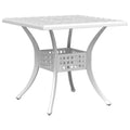 vidaXL Cast Aluminum Patio Table in White - 31.5"x31.5"x29.5" - Outdoor/Indoor Garden Table with Umbrella Hole, Lightweight, Corrosion Resistant