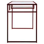 Acme Yasin Glass Rectangle Top 1-Shelf Writing Desk in Red and Clear