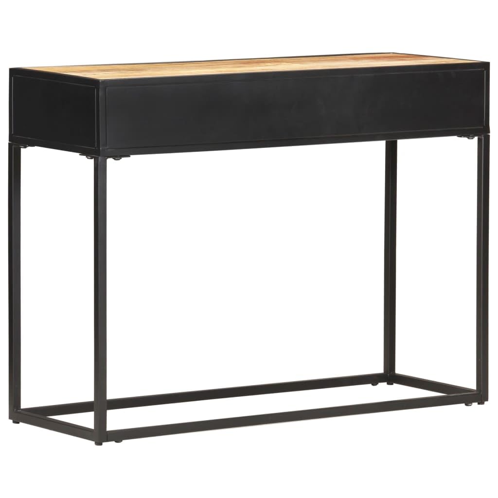 Console Table 39.4"x13.8"x29.5" Rough Mango Wood and Natural Cane