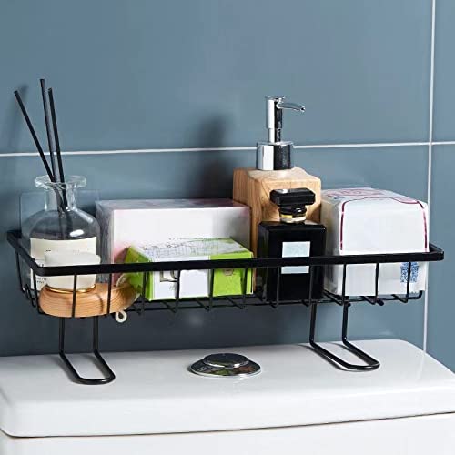 Rasdion Bathroom Stand Organizer | Shelf Wall Storage Rack with Sticky Sticker Towel Holder with 2 Hook for Kitchen Bathroom  1