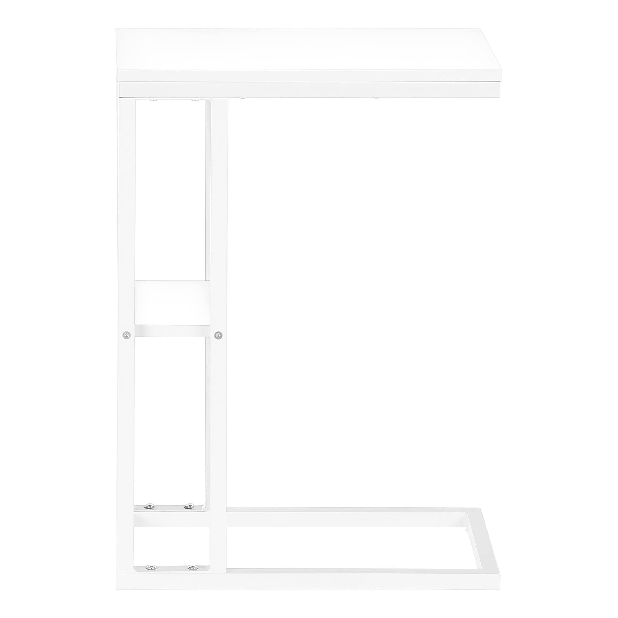 Monarch Specialties 3676 Accent Table, C-shaped, End, Side, Snack, Living Room, Bedroom, Metal, Laminate, Contemporary, Modern Table-25 H/White/White, 18.25&quot; L x 10.25&quot; W x 25.25&quot; H
