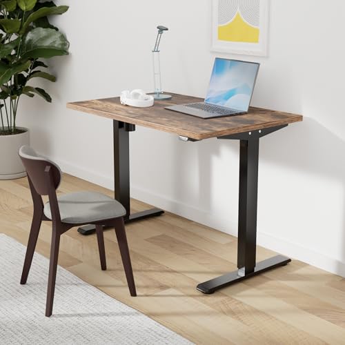 Flexispot En1 Whole-Piece Adjustable Desk, 48X24 Electric Standing Desk Sit Stand Desk For Home Office (Black Frame + Rustic Top, 2 Packages)