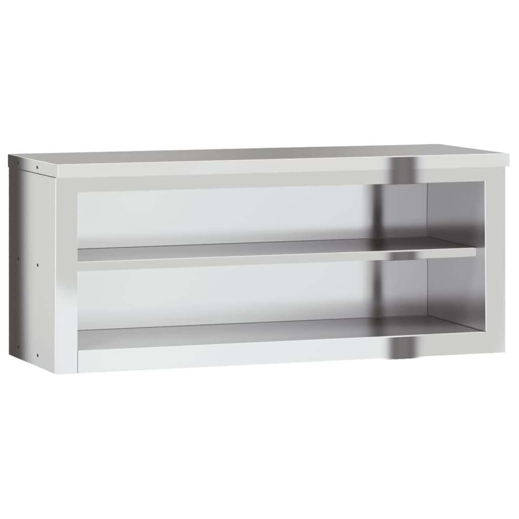 vidaXL Stainless Steel Wall-Mounted Kitchen Cabinet - Silver, 43.3&quot;&quot;x15.7&quot;&quot;x18.1&quot;&quot;, Shelf Storage for Restaurants & Commercial Kitchens, 376445