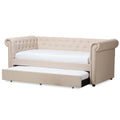 Baxton Studio Mabelle Modern and Contemporary Beige Fabric Trundle Daybed
