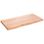 vidaXL Solid Oak Wood Wall Shelf with Live Edge - Light Brown, Handmade Home Storage Option, Versatile Use - 31.5"x15.7"x1.6"